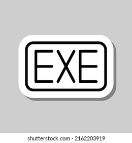 EXE simple icon vector. Flat design. Sticker with shadow on gray background.ai
