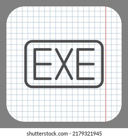 EXE simple icon vector. Flat design. On graph paper. Grey background.ai