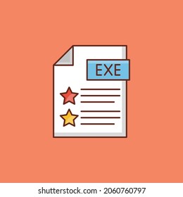 ilustración de vector EXE en un fondo transparente. Símbolos de calidad premium. Icono de color plano de línea vectorial para el concepto y el diseño gráfico.