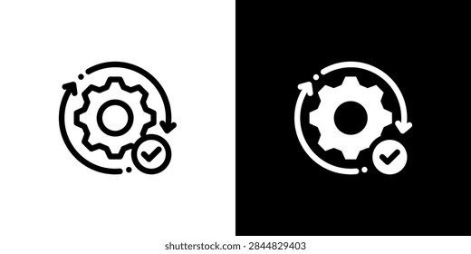 Execute Action and Implement icon concept with flat Black White Background. Vector illustration.