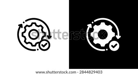 Execute Action and Implement icon concept with flat Black White Background. Vector illustration.