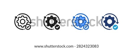 Execute Action and Implement icon multiple style collection. Vector illustration.