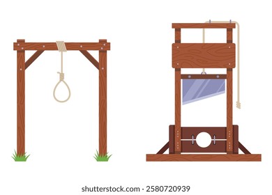 Execute a criminal for his crimes. The executioner and the guillotine and the scaffold.