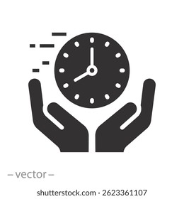 execute in fast deadline, value save time icon, quick designated, rapid flat vector illustration