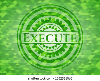 Execute green emblem with mosaic ecological style background