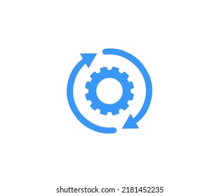 Execute icon,  implement integration process rotation, customization cycle gear wheel pictogram  logo design. Execution assembly tech element or operation cogwheel image vector design and illustration