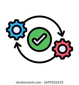 Execute Icon Lineal Color Design Vector Illustration
