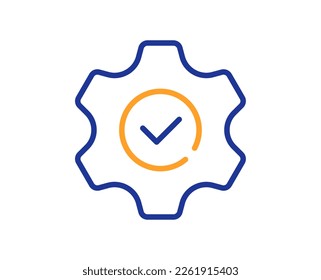 Execute line icon. Approved service sign. Maintenance symbol. Colorful thin line outline concept. Linear style execute icon. Editable stroke. Vector