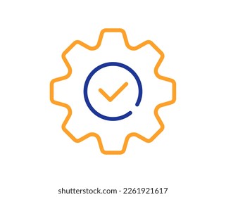 Icono de ejecución de línea. Firma de servicio aprobada. Símbolo de mantenimiento. Concepto colorido del contorno de línea delgada. Icono de ejecución de estilo lineal. Trazo editable. Vector