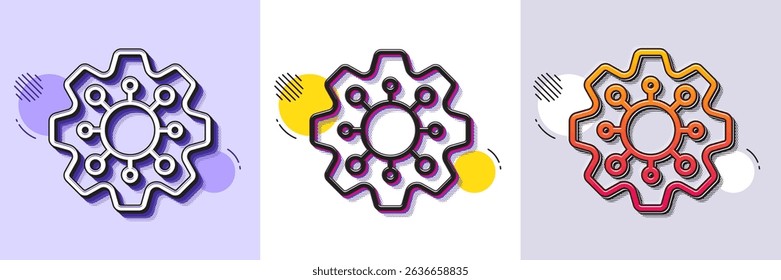 Execute line icon. Halftone dotted pattern. Gradient icon with grain shadow. Maintenance service sign. Network symbol. Line execute icon. Various designs. Vector