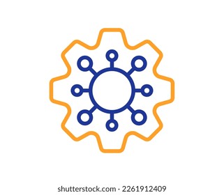 Icono de ejecución de línea. Signo de servicio de mantenimiento. Símbolo de red. Concepto colorido del contorno de línea delgada. Icono de ejecución de estilo lineal. Trazo editable. Vector