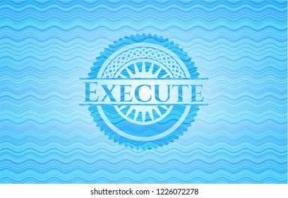 Execute sky blue water wave style emblem.