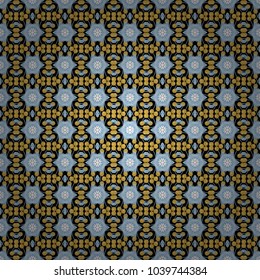 It is executed in yellow, black and blue colors. Artwork for creative design, art and entertainment. Vector beautiful mandala. Seamless pattern in fractal design.