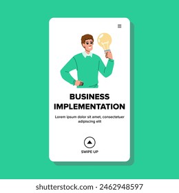 execution business implementation vector. management leadership, innovation growth, success efficiency execution business implementation web flat cartoon illustration