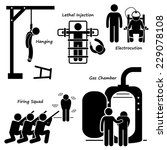 Execution Death Penalty Capital Punishment Modern Methods Stick Figure Pictogram Icons