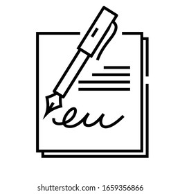 Execution of the document line icon, concept sign, outline vector illustration, linear symbol.