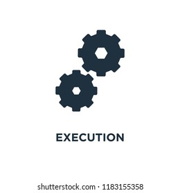 Execution icon. Black filled vector illustration. Execution symbol on white background. Can be used in web and mobile.