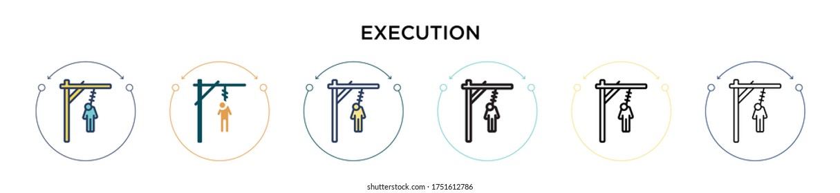 Execution icon in filled, thin line, outline and stroke style. Vector illustration of two colored and black execution vector icons designs can be used for mobile, ui, web