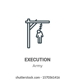 Execution outline vector icon. Thin line black execution icon, flat vector simple element illustration from editable army concept isolated on white background