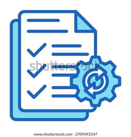 Execution Plan Icon Blue Color Style Vector Illustration