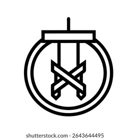 Execution Vector Icon Silhouette Depicting Concept of Punishment or Justice Isolated on White Background
