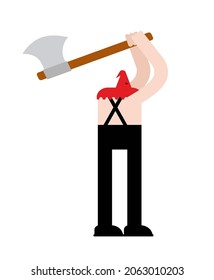 Executioner with ax isolated. butcher and axe. vector illustration