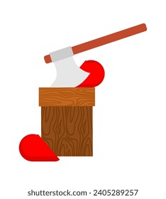 El verdugo cortó el amor. Corazón severo. Concepto de fin de amor