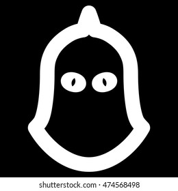 Executioner Helmet vector icon. Style is stroke flat icon symbol, white color, black background.