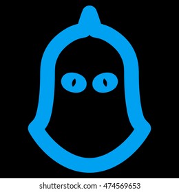Executioner Helmet vector icon. Style is stroke flat icon symbol, blue color, black background.