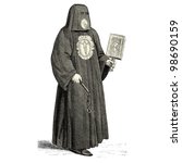 Executioner of the medieval times - vintage engraved illustration - "Costumes anciens et modernes " by Cesare Veccello ed.Firmin-Didot  in 1859 - Paris