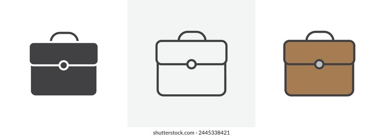 Executive Briefcase and Business Bag Icon Set. Career Portfolio and Office Case Symbols.