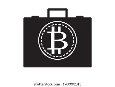 
Executive briefcase icon with bitcoin symbol on white background