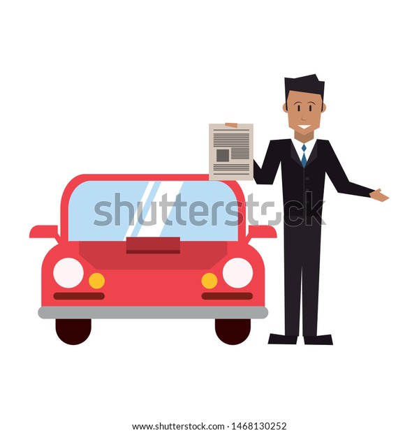 executive business corporate\
man holding car purchase contract cartoon vector illustration\
graphic design