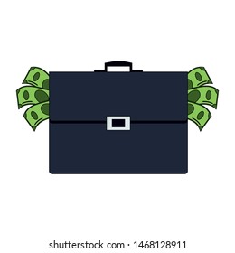 executive business corporate suitcase wiith money cartoon vector illustration graphic design