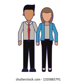 Executive business couple blue lines faceless