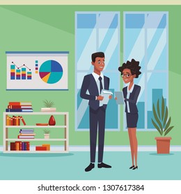 executive business coworkers cartoon