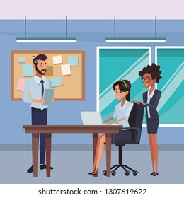 executive business coworkers cartoon