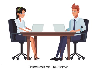 executive business coworkers cartoon