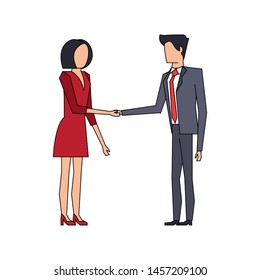 executive business finance coworkers making deal cartoon vector illustration graphic design