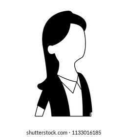 Executive business woman cartoon faceless black and white colors