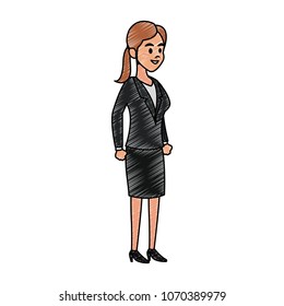 Executive business woman cartoon scribble