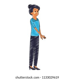 Executive business woman cartoon scribble pop colors