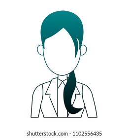 Executive business woman faceless cartoon in blue lines