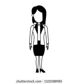 Executive business woman faceless cartoon in black and white colors