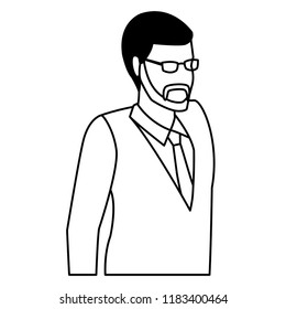 Executive businessman avatar isometric in black and white