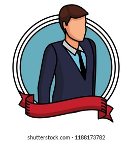 Executive businessman avatar round icon