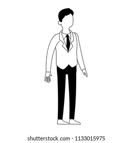 Executive businessman cartoon faceless black and white colors