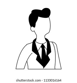 Executive businessman cartoon faceless black and white colors