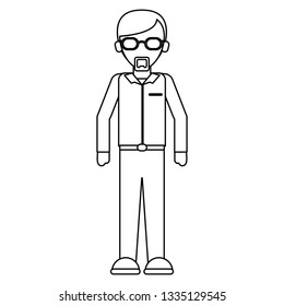 Executive businessman cartoon faceless in black and white