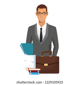 Executive businessman cartoon isolated